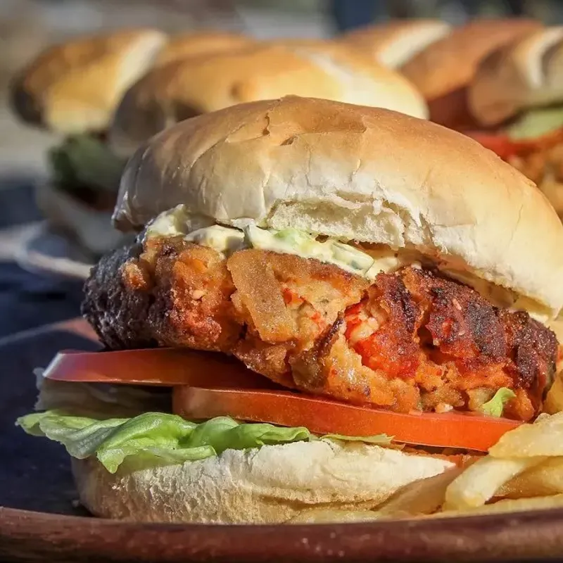 Crawfish Burgers with Dill Sauce image